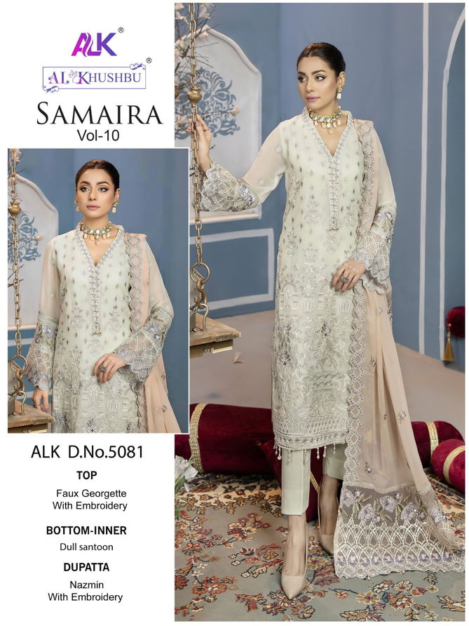 Samaira Vol 10 By Alk Khushbu Georgette Pakistani Suits Wholesale Clothing Suppliers In India
